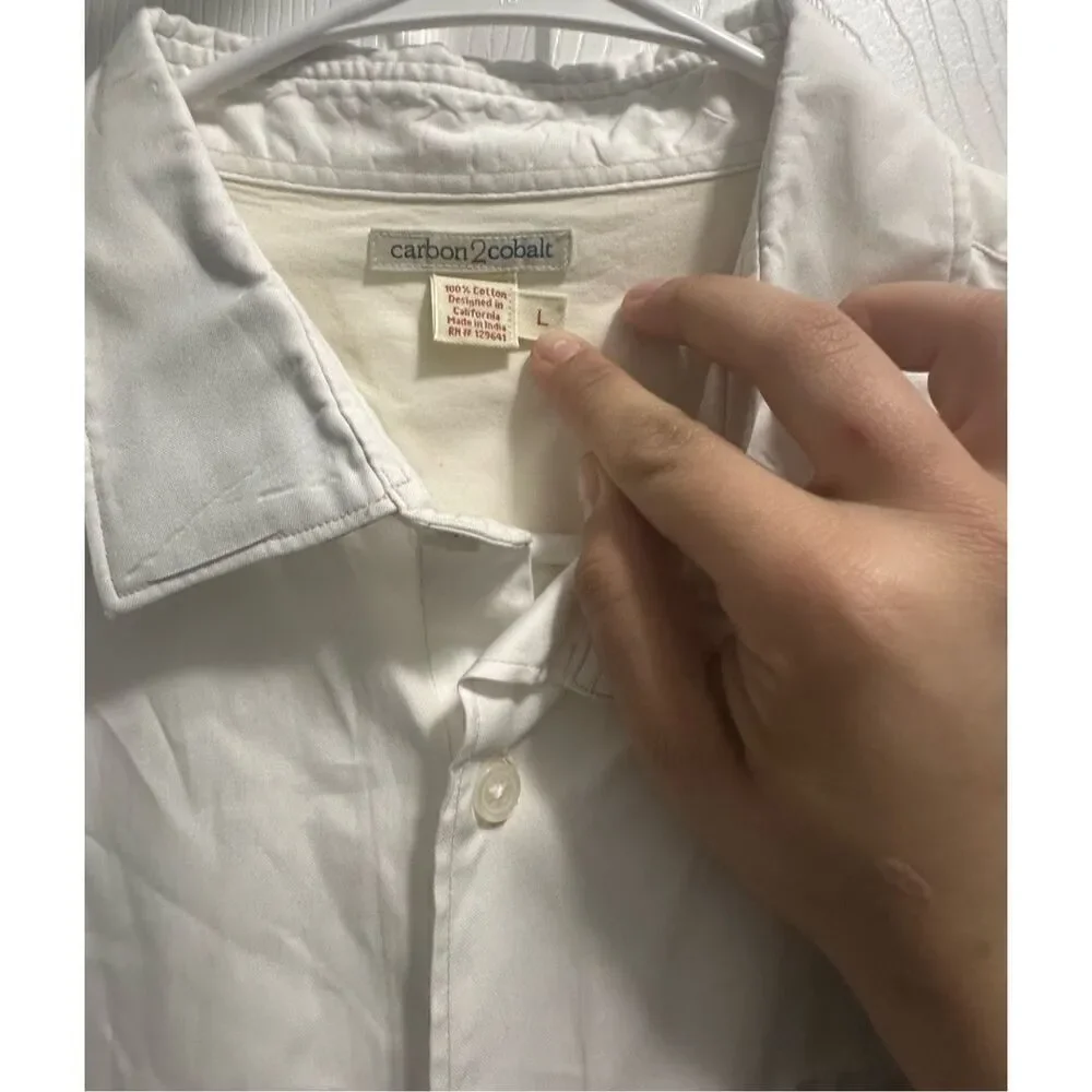 Carbon 2 Cobalt Large (L) White Button Down